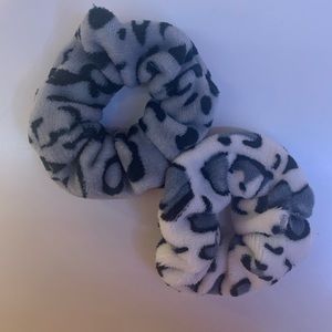 Fluffy cheetah print scrunchies